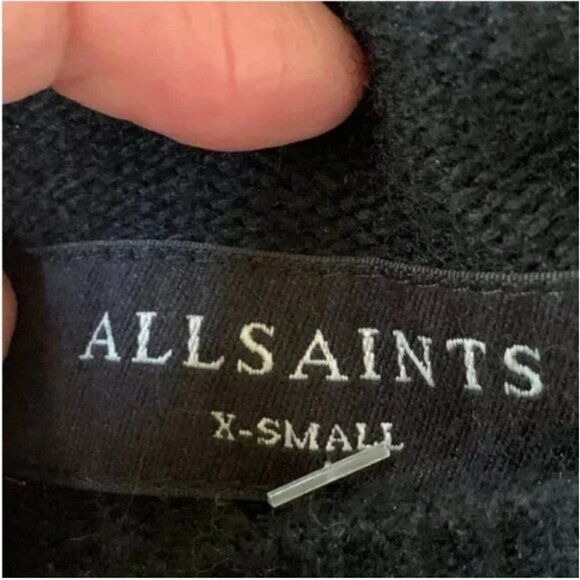 All Saints Men's Black Travon Crew Neck Wool Blend Sweater Size XS - Picture 4 of 6